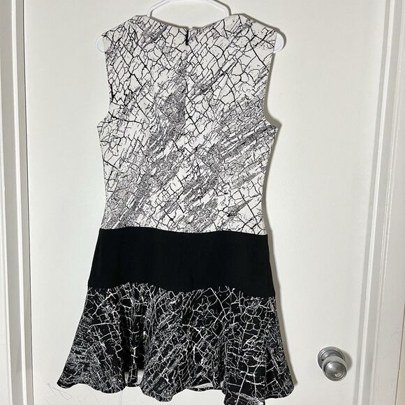 BCBGMaxazria Women's Dress 8 Black Fit Flare Artsy Geometric Classic Minimalist - Picture 3 of 8